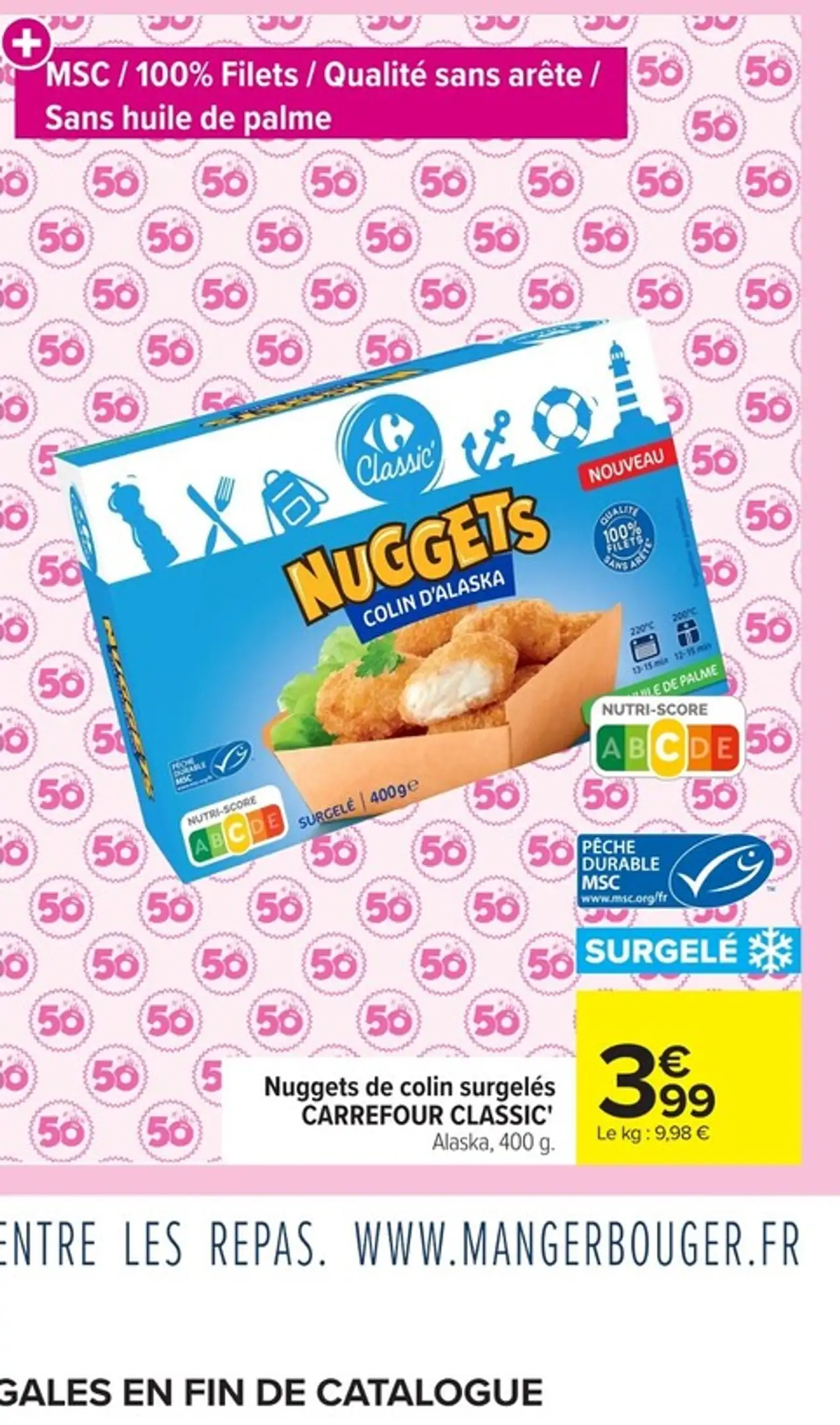 Nuggets de colin surgelés CARREFOUR CLASSIC'