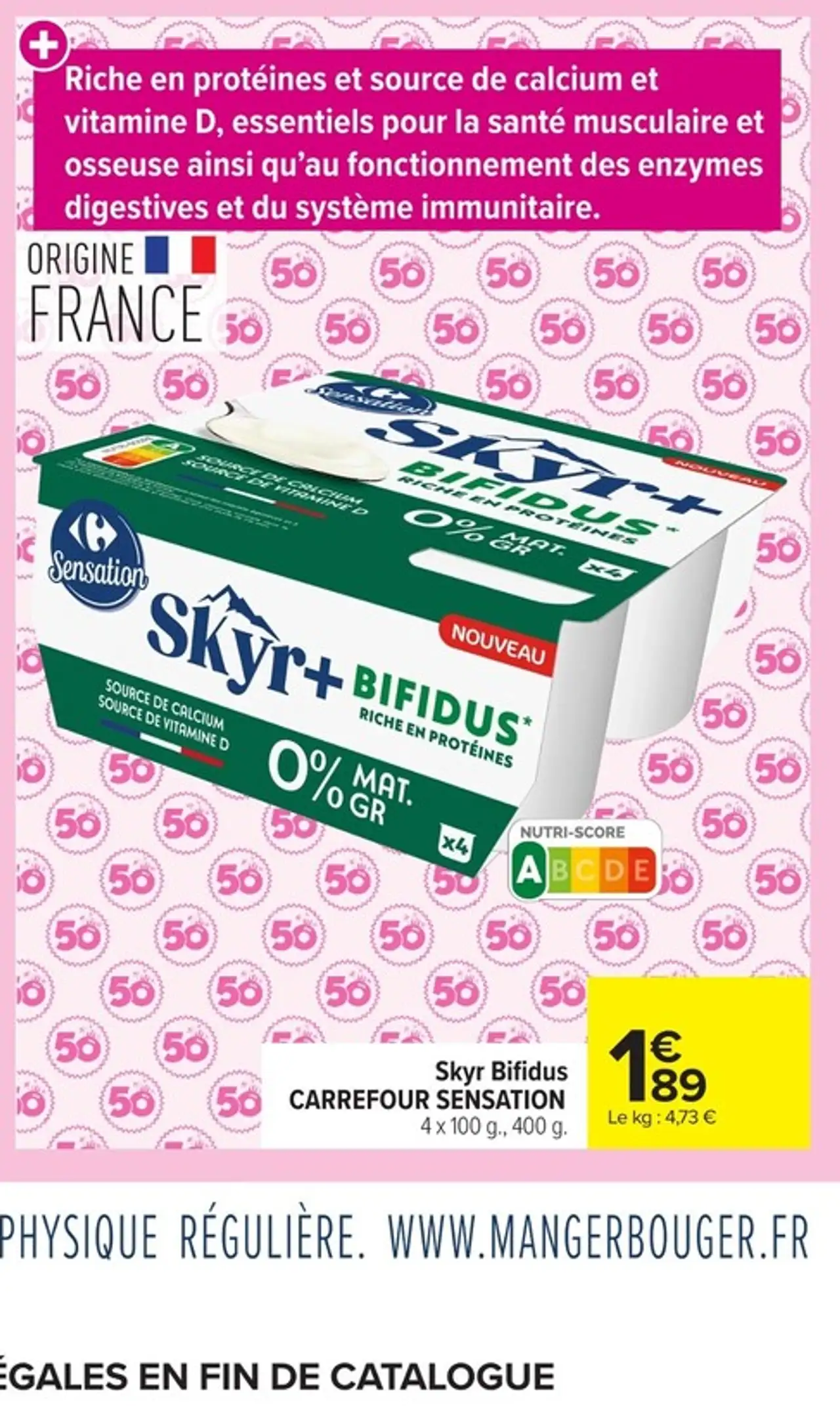 Skyr Bifidus CARREFOUR SENSATION 4 x 100 g.