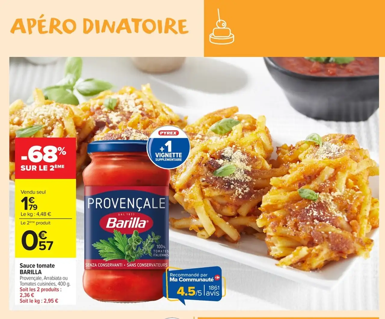 Sauce tomate Barilla Provençale, Arrabiata ou Tomates cuisinées