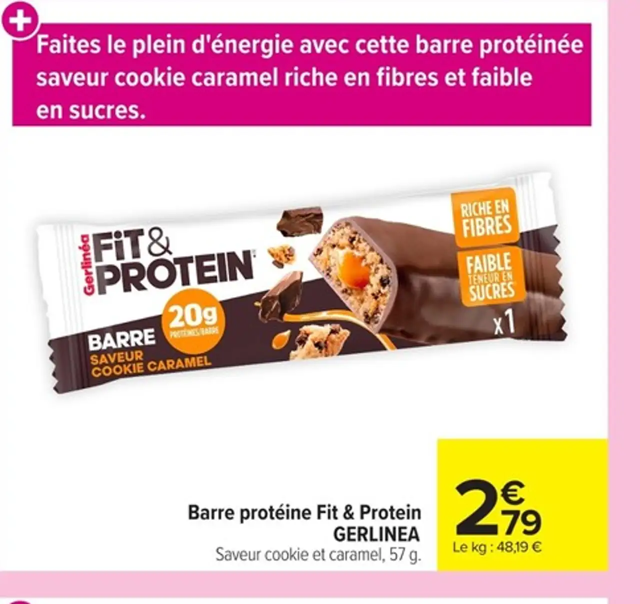 Barre protéine Fit & Protein GERLINEA Saveur cookie et caramel