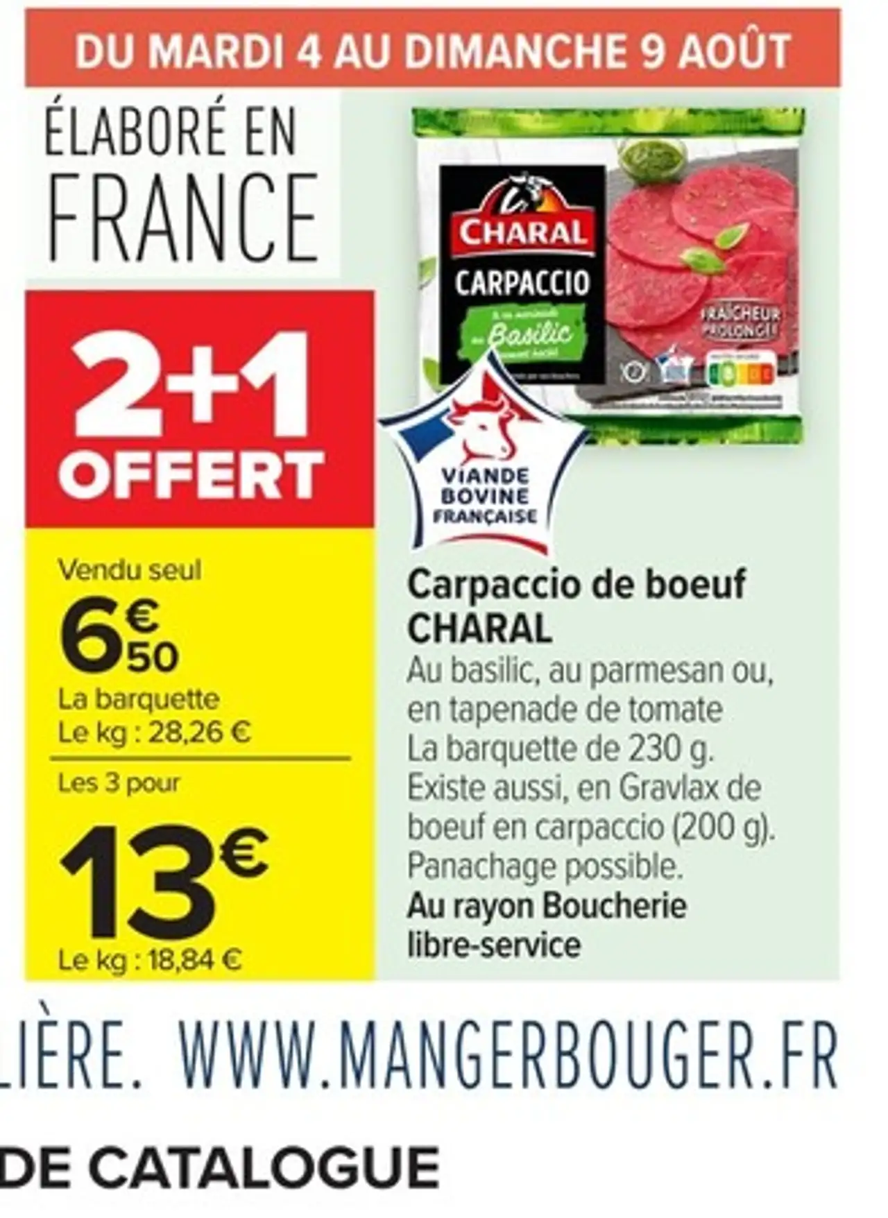Carpaccio de boeuf CHARAL