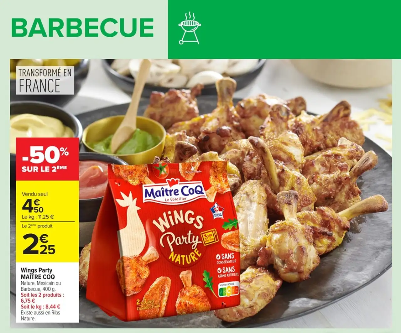Wings Party MAÎTRE COQ Nature, Mexicain ou Barbecue