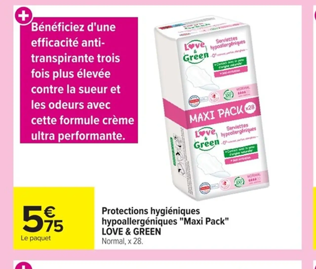 Protections hygiéniques hypoallergéniques "Maxi Pack" LOVE & GREEN