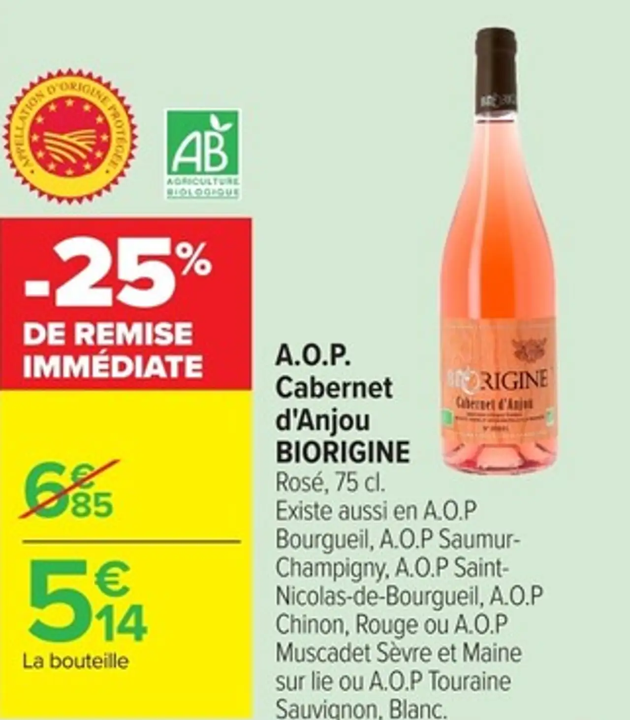 A.O.P. Cabernet d'Anjou BIORIGINE Rosé