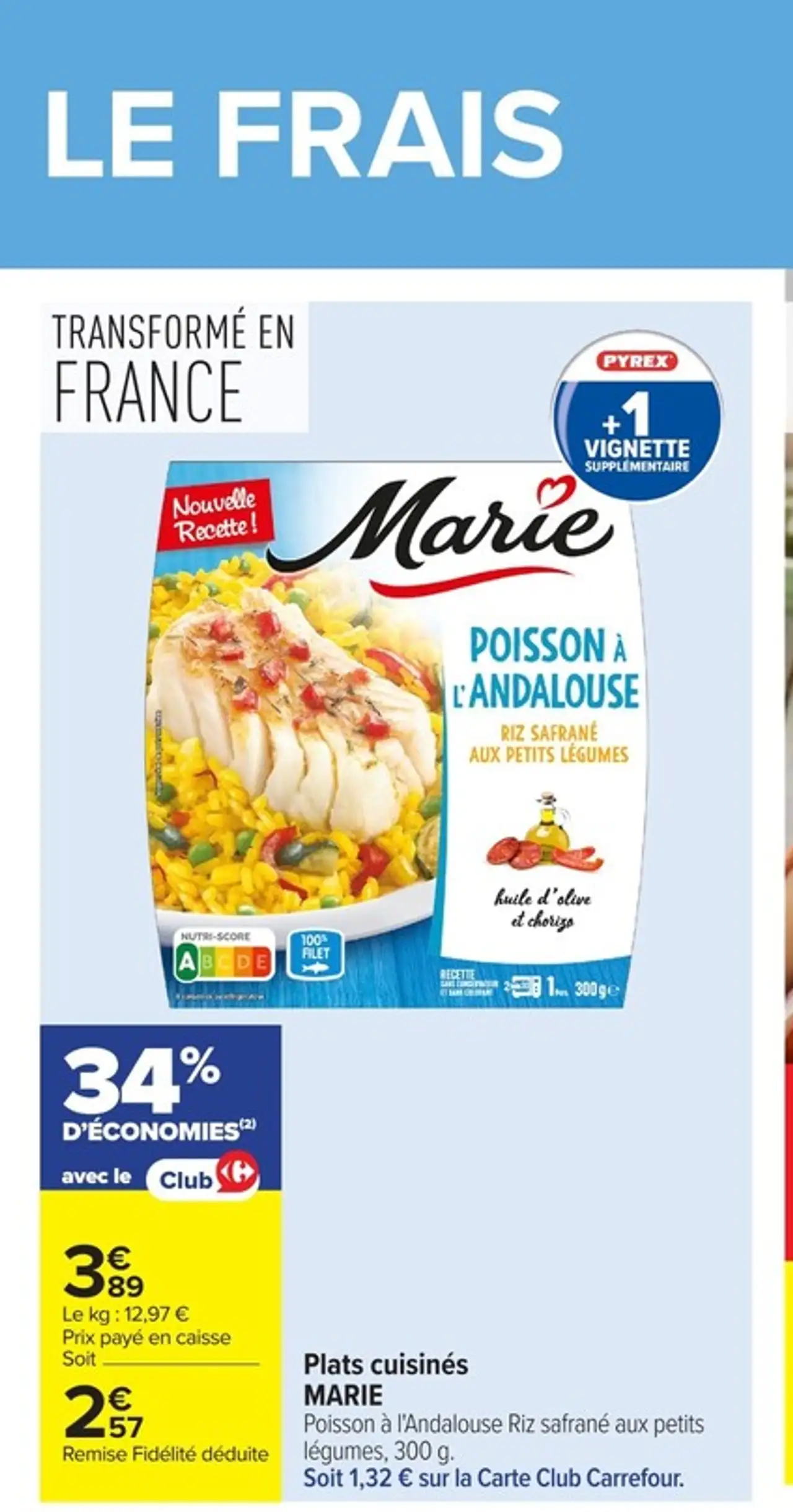 Plats cuisinés MARIE Poisson à l'Andalouse Riz safrané aux petits légumes