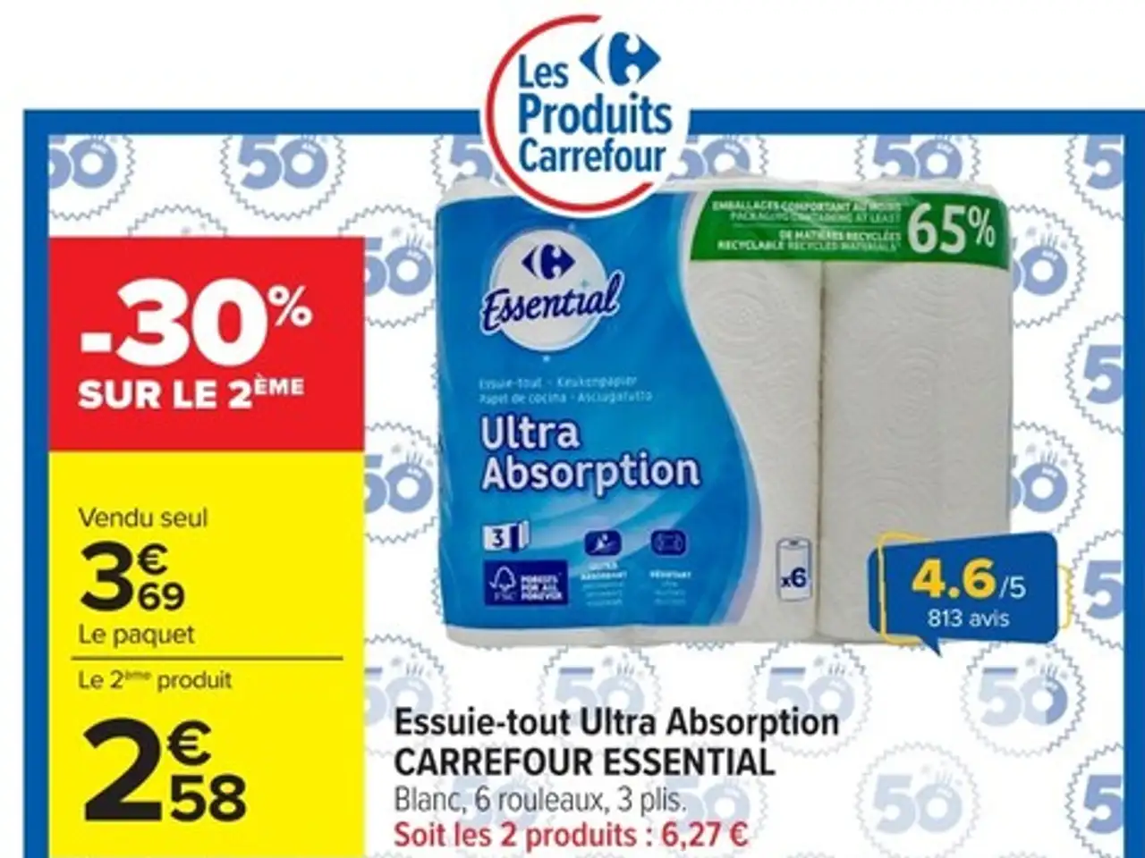 Essuie-tout Ultra Absorption CARREFOUR ESSENTIAL