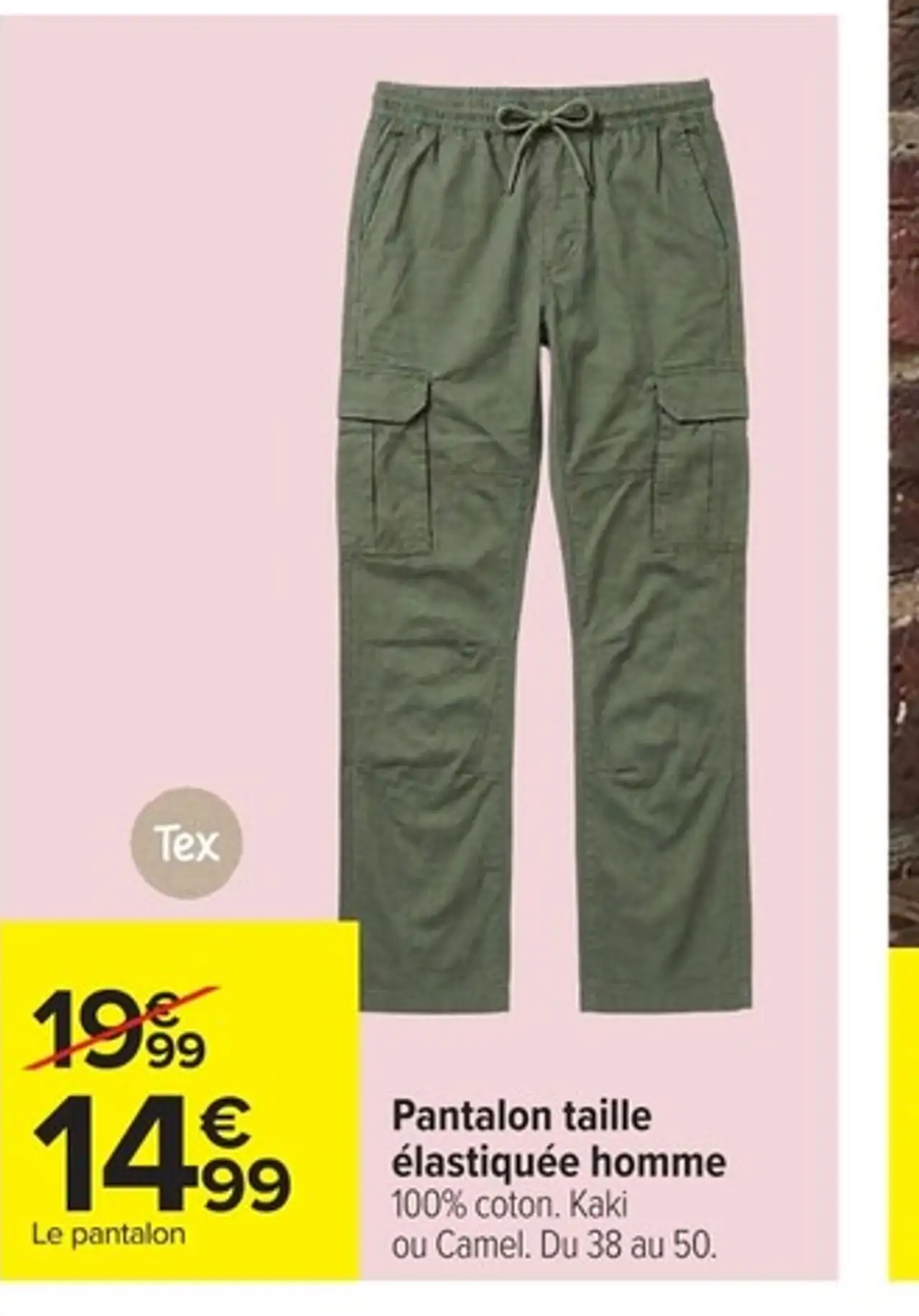 Pantalon taille élastiquée homme Tex