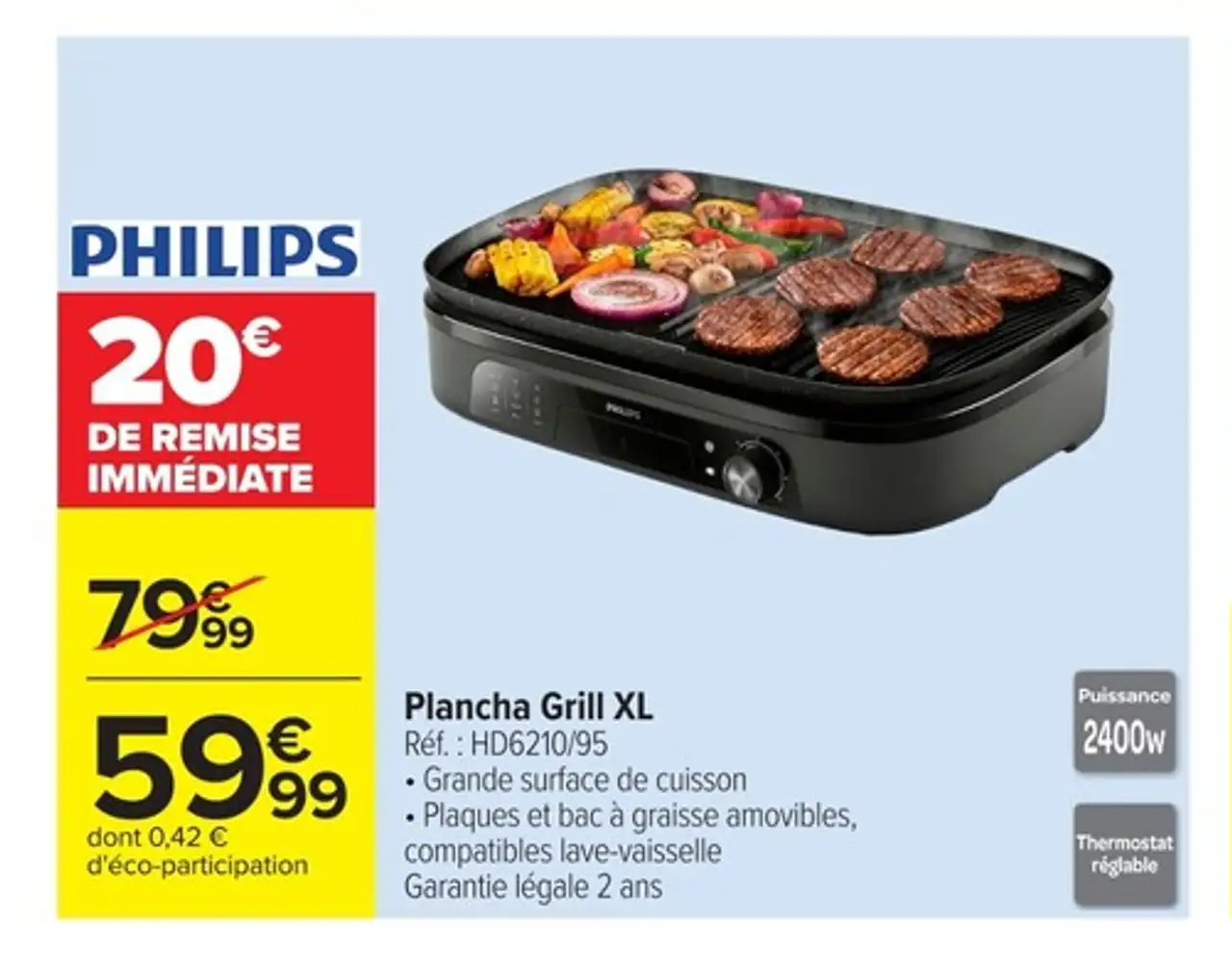 Plancha Grill XL Philips HD6210/95