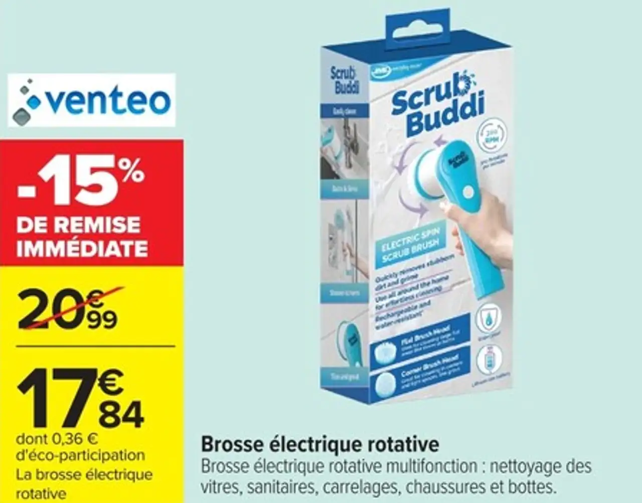 Brosse électrique rotative Venteo Scrub Buddi