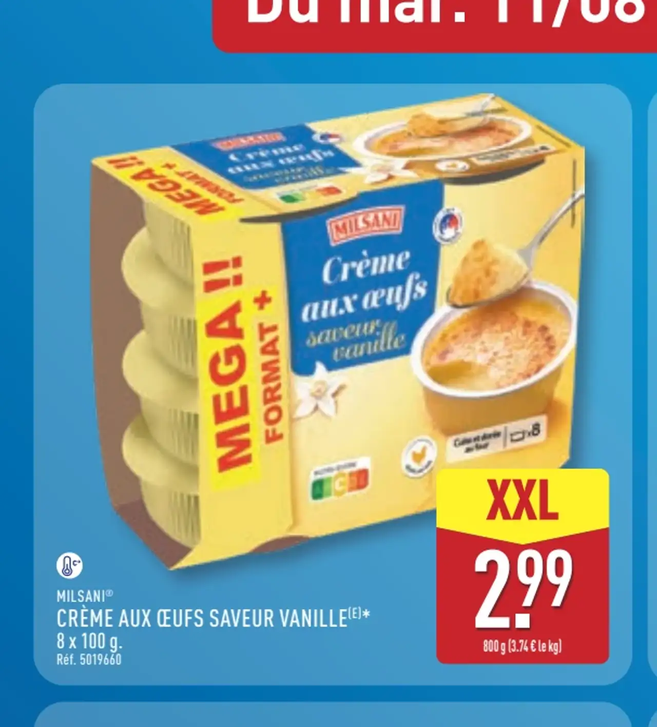 Crème aux oeufs saveur vanille XXL Milsani