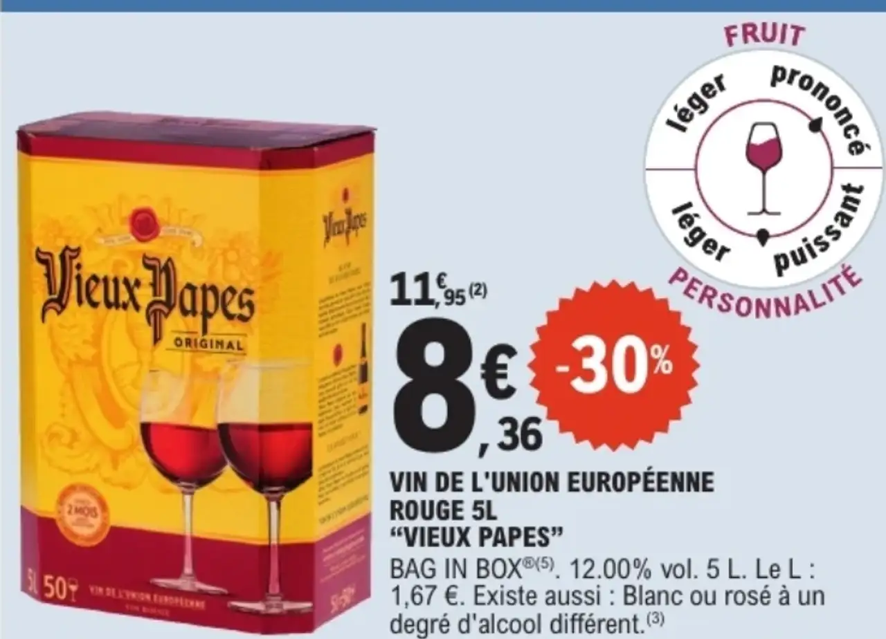 Vin de l'Union Européenne Rouge Vieux Papes