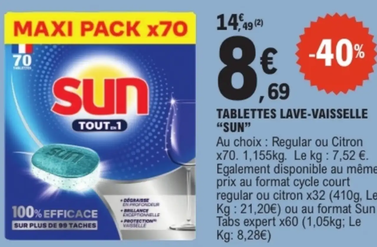 Tablettes lave-vaisselle Sun Tout en 1