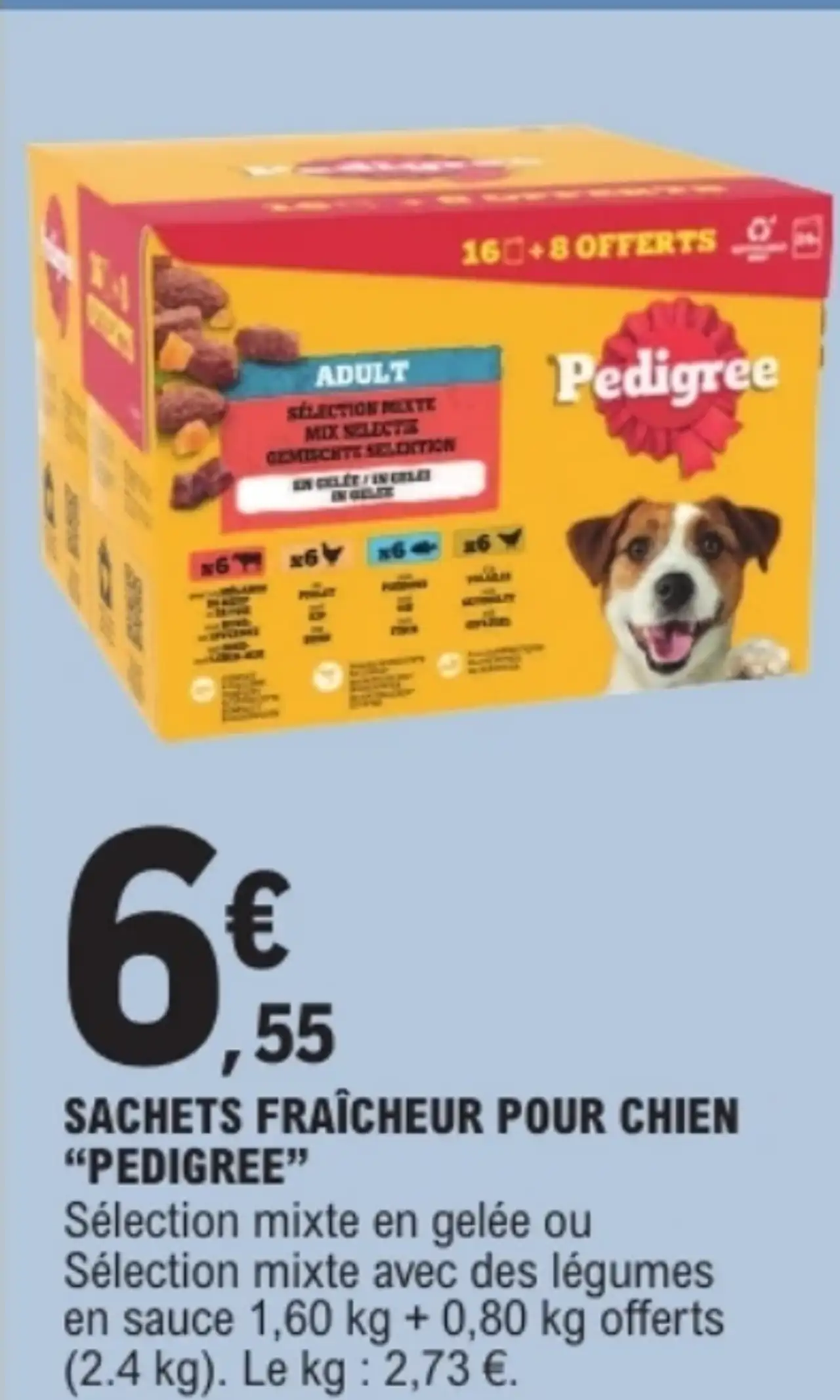 Sachets fraîcheur pour chien "Pedigree" Sélection mixte en gelée ou Sélection mixte avec des légumes