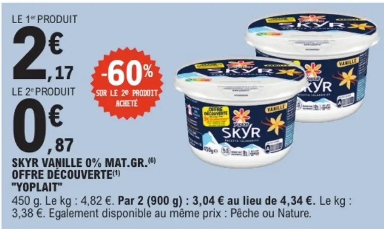 Skyr Vanille 0% Mat. Gr. Offre Découverte Yoplait