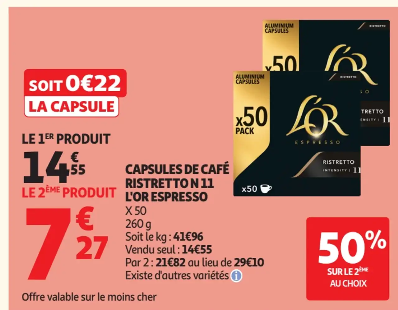 Capsules de café Ristretto N 11 L'Or Espresso
