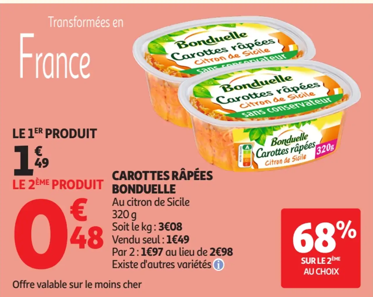 Carottes râpées Bonduelle au citron de Sicile