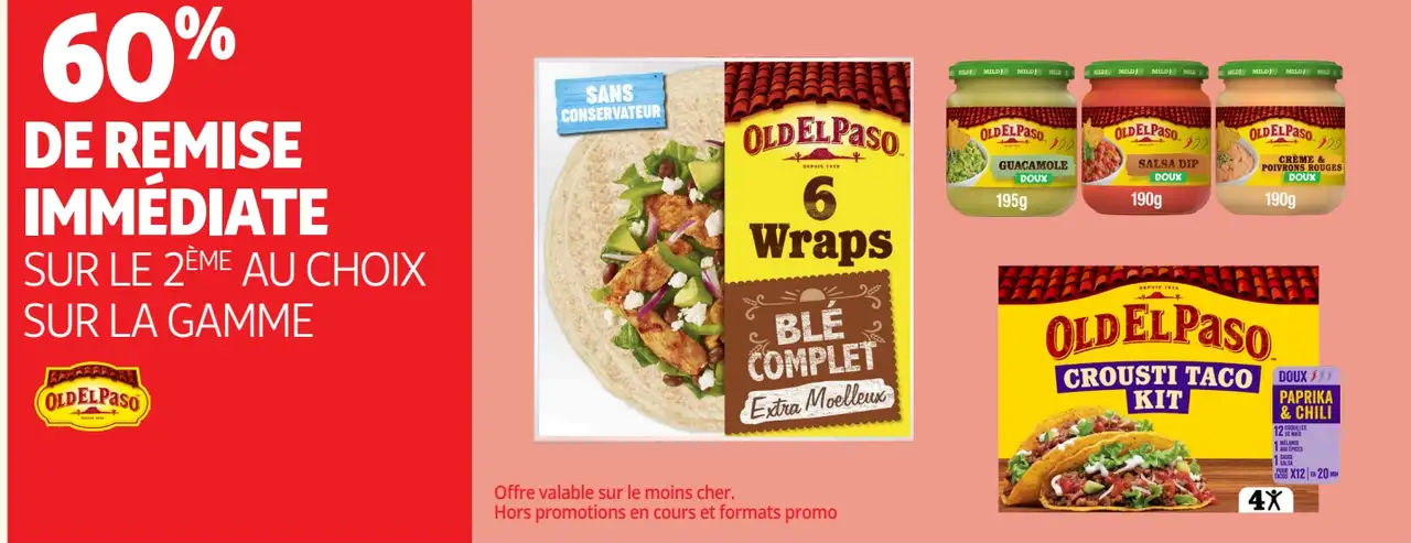 Gamme Old El Paso (6 Wraps, Guacamole, Salsa Dip, Crousti Taco Kit)