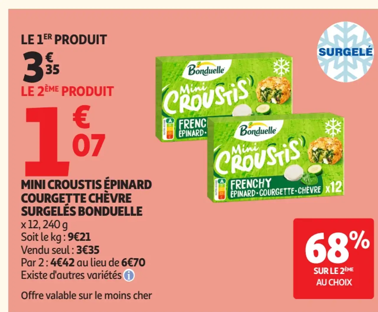 Mini Croustis Épinard Courgette Chèvre Surgelés Bonduelle