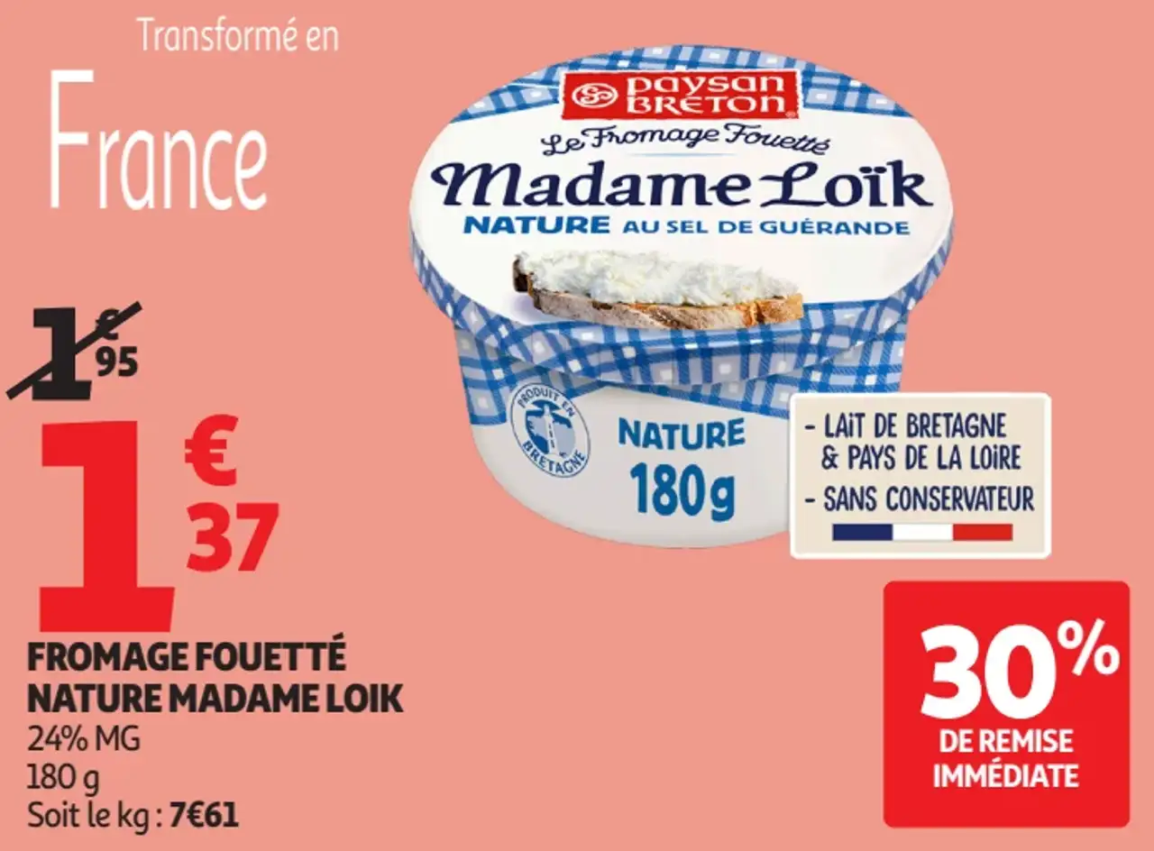 Fromage fouetté nature Madame Loïk Paysan Breton