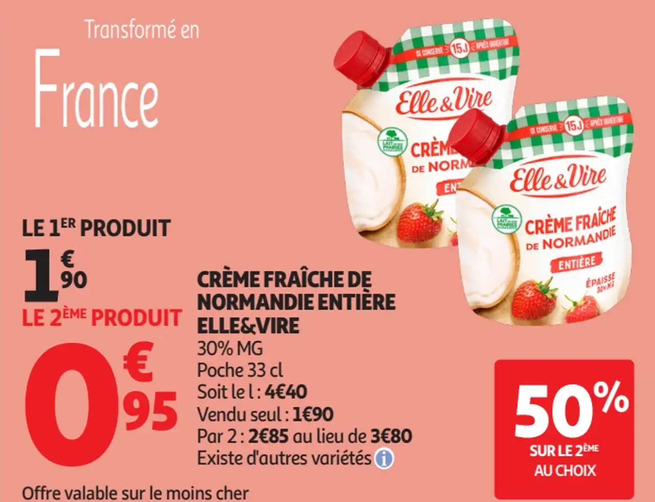 Crème fraîche de Normandie entière Elle & Vire