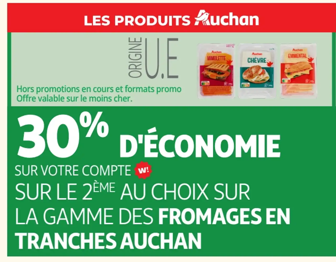 La gamme des fromages en tranches Auchan