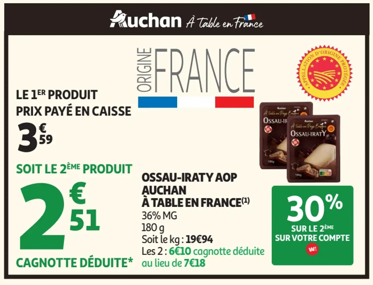 Ossau-Iraty AOP Auchan À Table En France