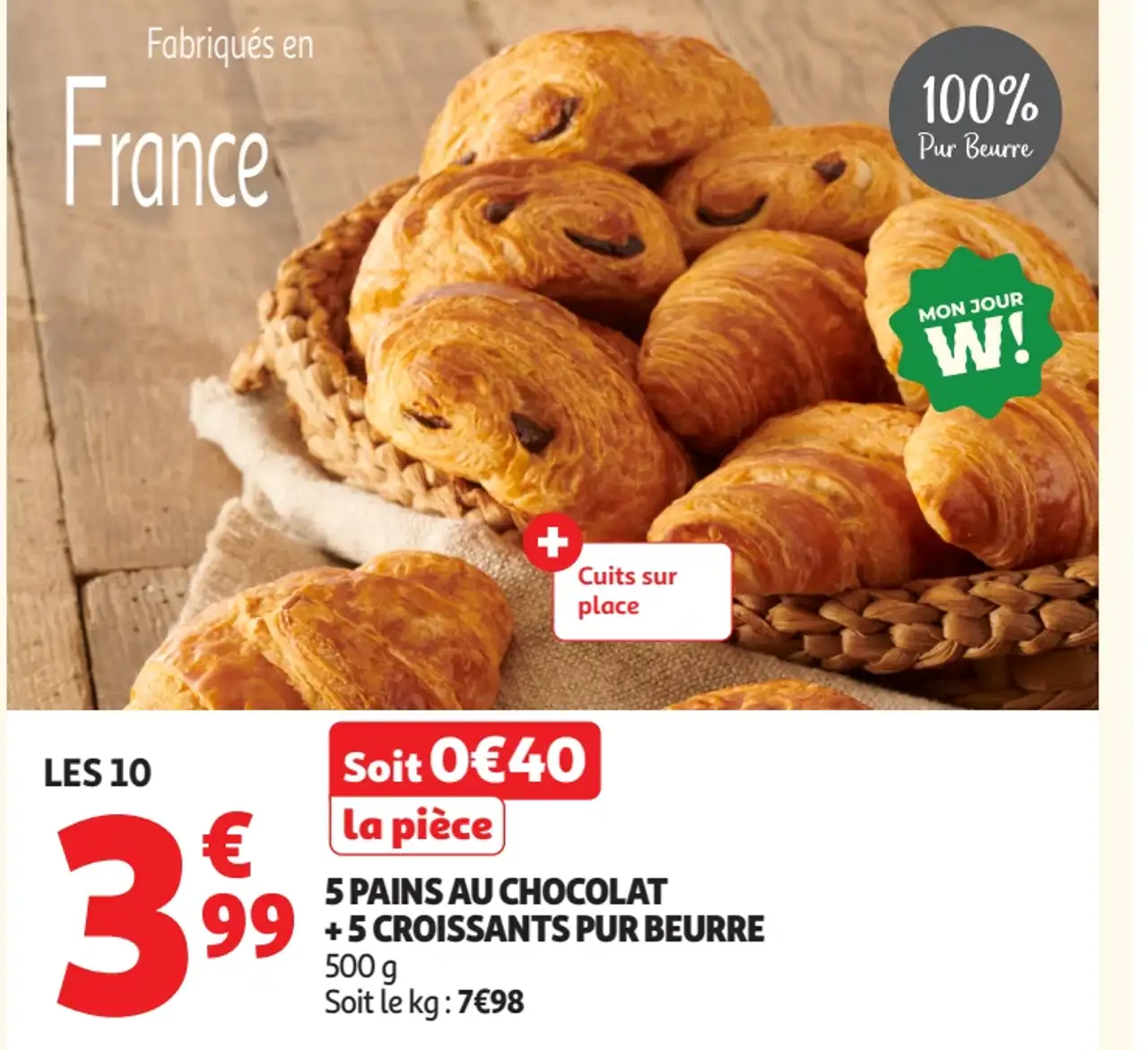 5 pains au chocolat + 5 croissants pur beurre