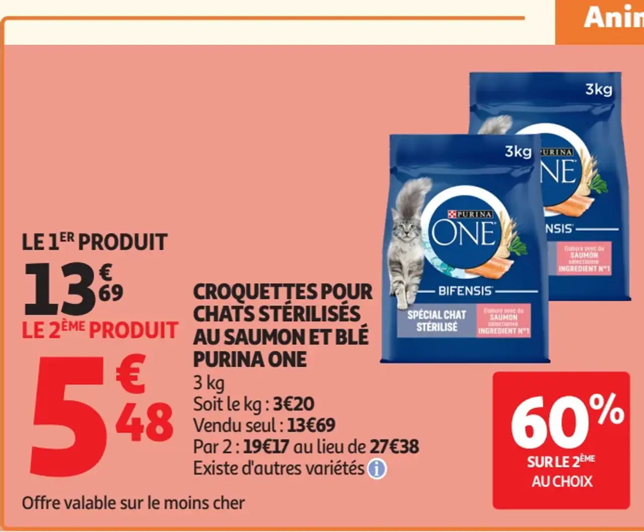 Croquettes pour chats stérilisés au saumon et blé Purina One