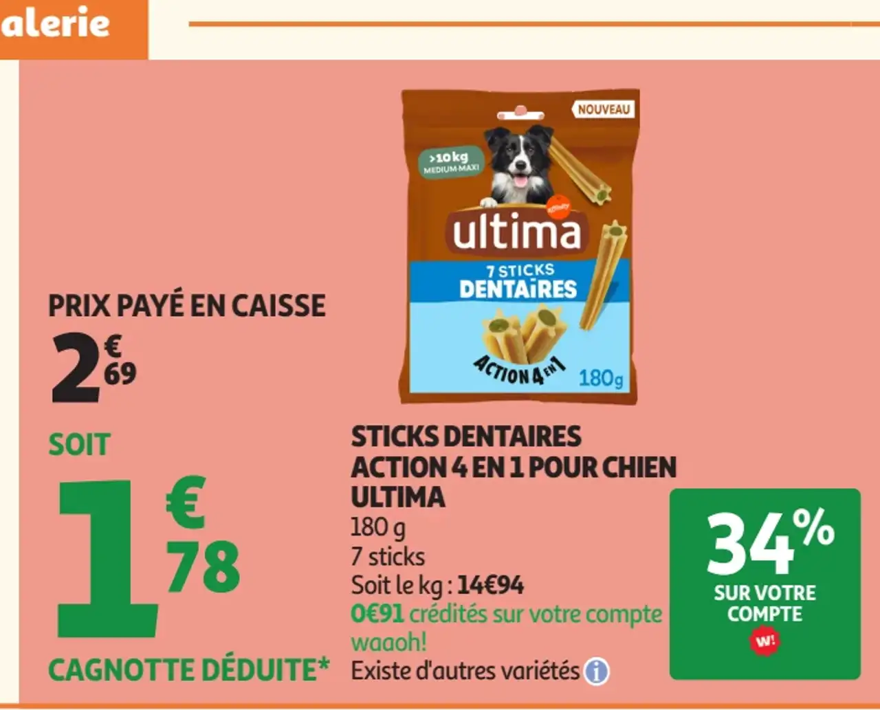 Sticks dentaires Action 4 en 1 pour chien Ultima