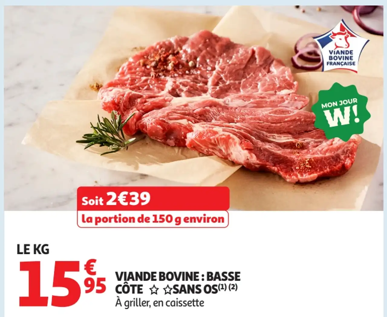 Viande bovine : Basse côte sans os