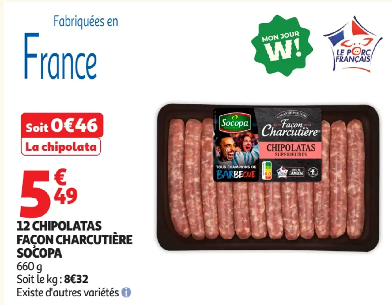 12 Chipolatas façon charcutière Socopa