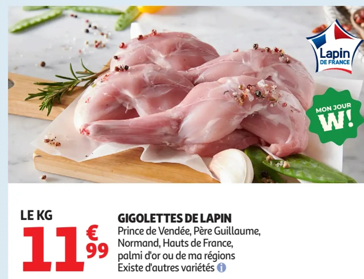 Gigolettes de lapin Prince de Vendée, Père Guillaume, Normand, Hauts de France, palmi d'or ou de ma régions