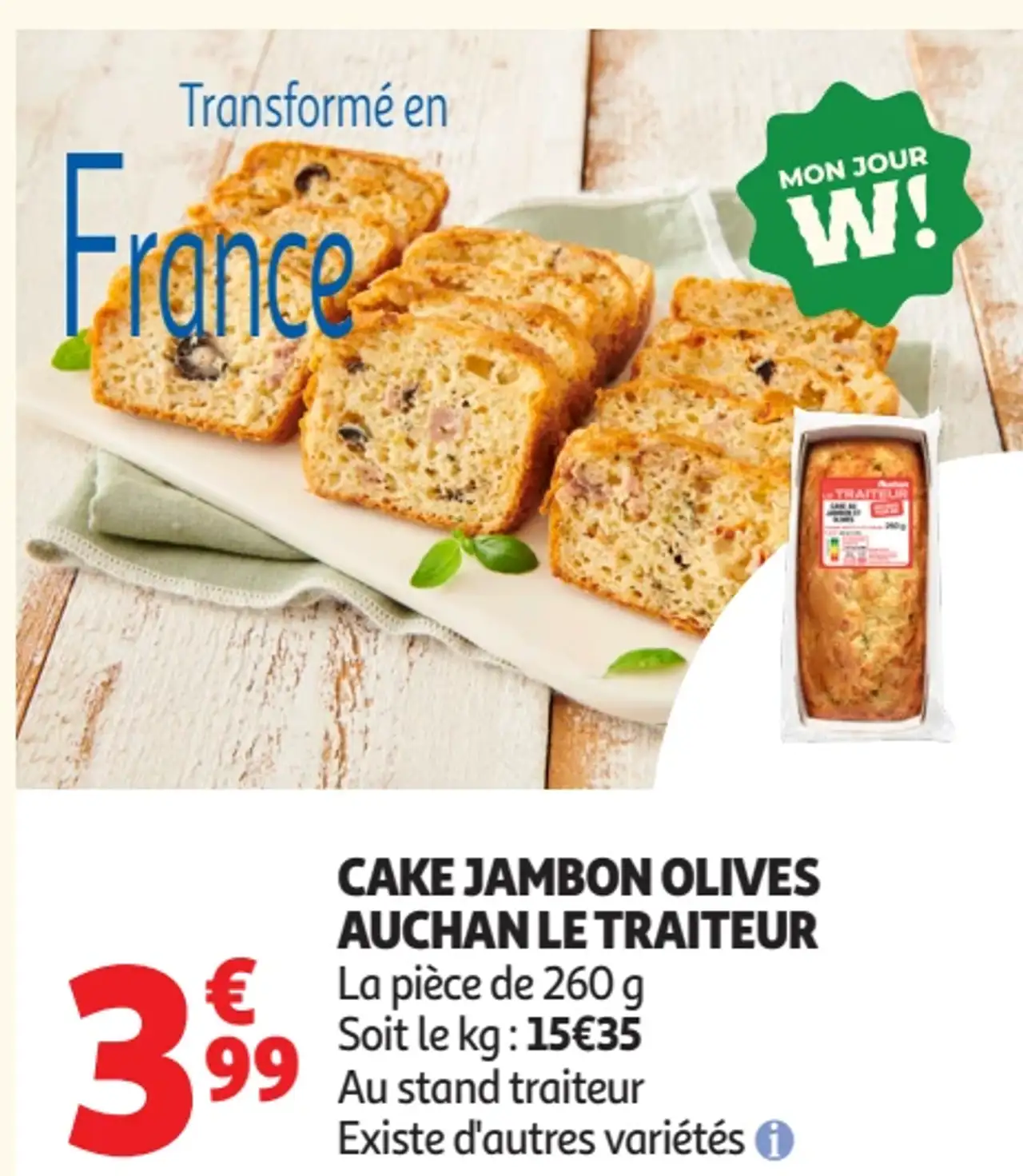 Cake jambon olives Auchan Le Traiteur