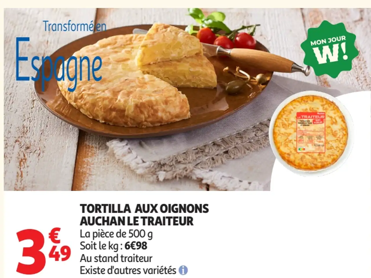 Tortilla aux oignons Auchan Le Traiteur