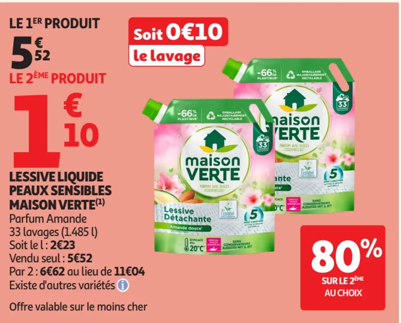 Lessive liquide peaux sensibles Maison Verte Parfum Amande