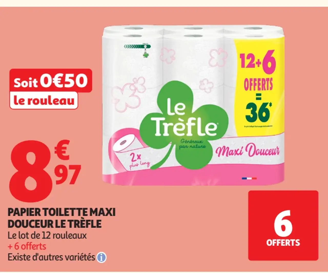 Papier toilette Maxi Douceur Le Trèfle