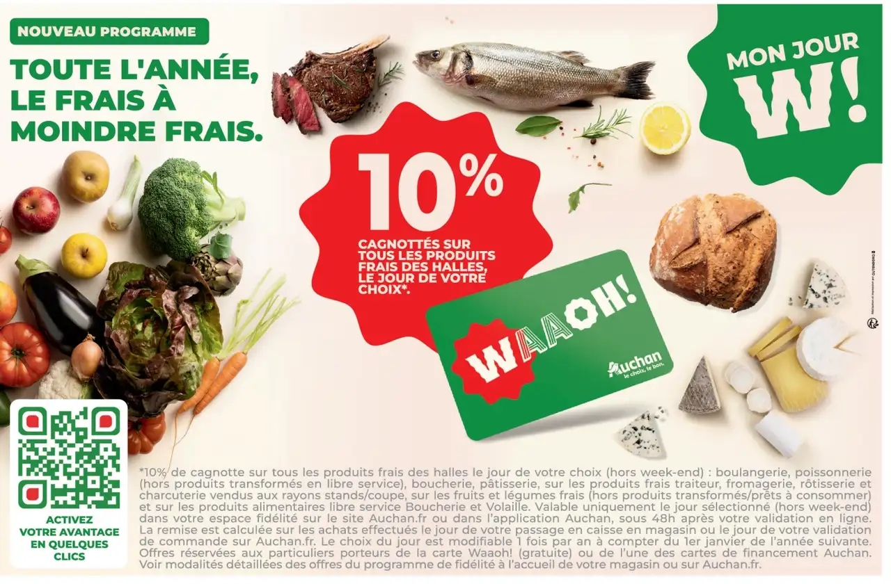 10% cagnotte sur tous les produits frais des Halles avec la carte Waaoh!