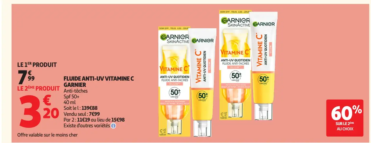 Fluide anti-UV Vitamine C Garnier Anti-taches Spf 50+