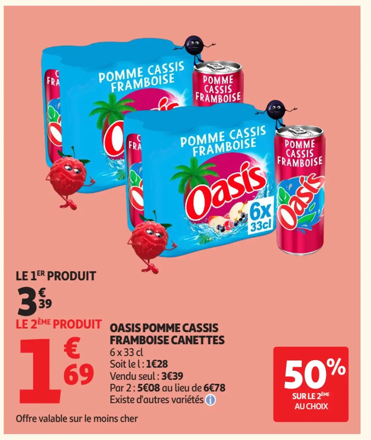 Oasis Pomme Cassis Framboise Canettes