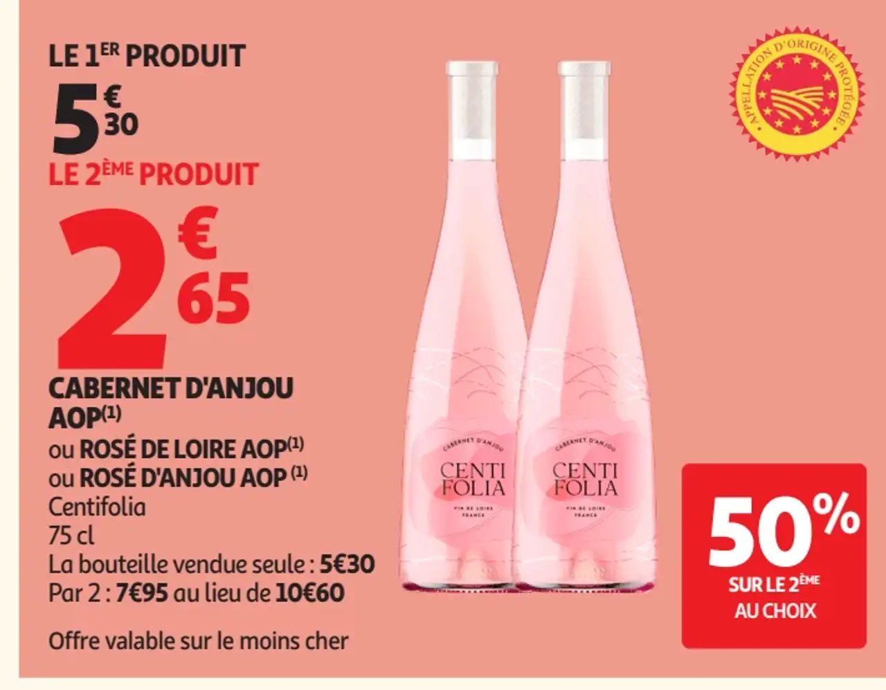 Cabernet d'Anjou AOP ou Rosé de Loire AOP ou Rosé d'Anjou AOP Centifolia