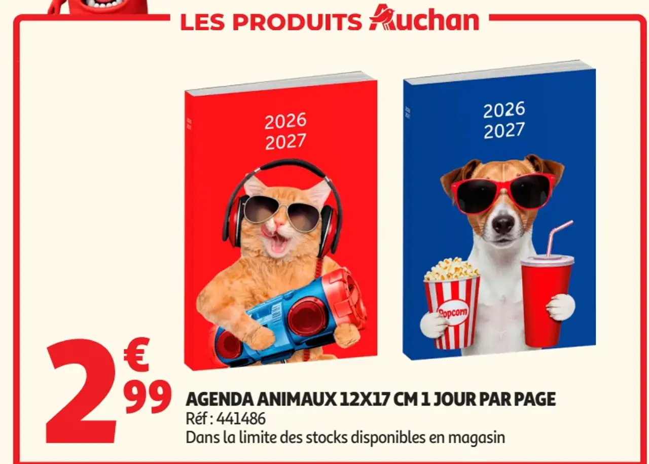 Agenda Animaux 12x17 cm 1 jour par page