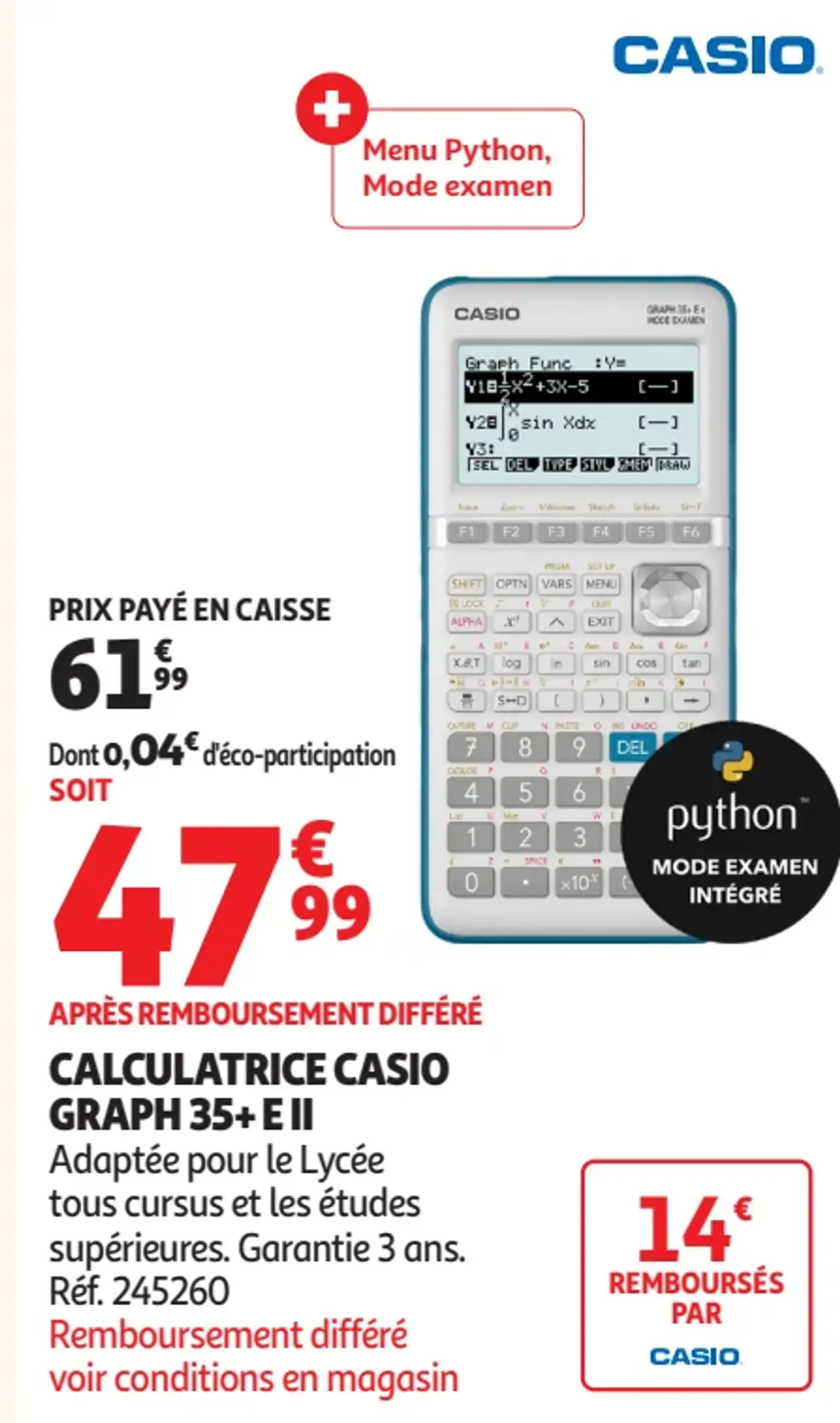 Calculatrice Casio Graph 35+ E II