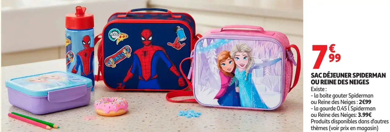 SAC DÉJEUNER SPIDERMAN OU REINE DES NEIGES