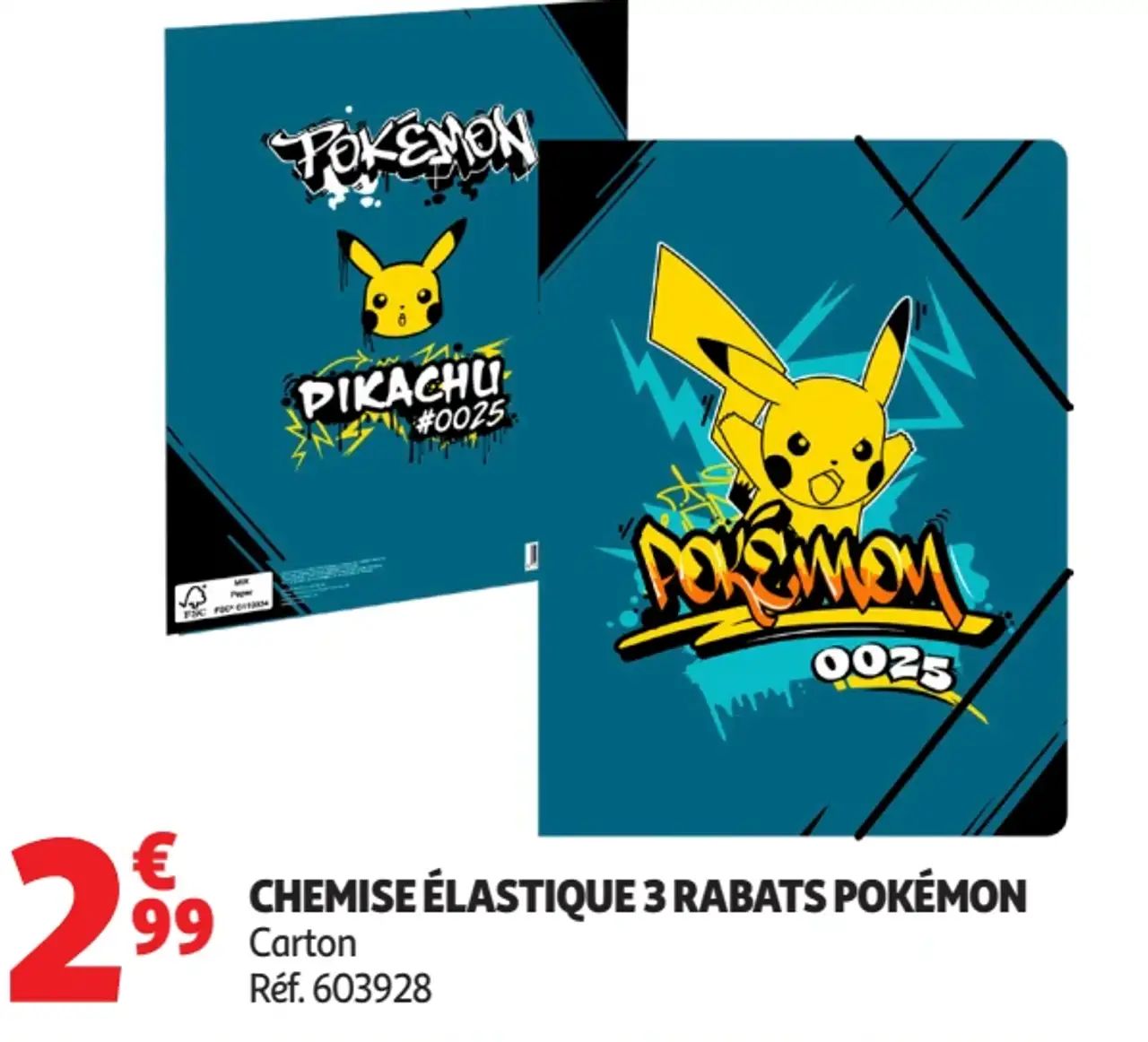 Chemise élastique 3 rabats Pokémon