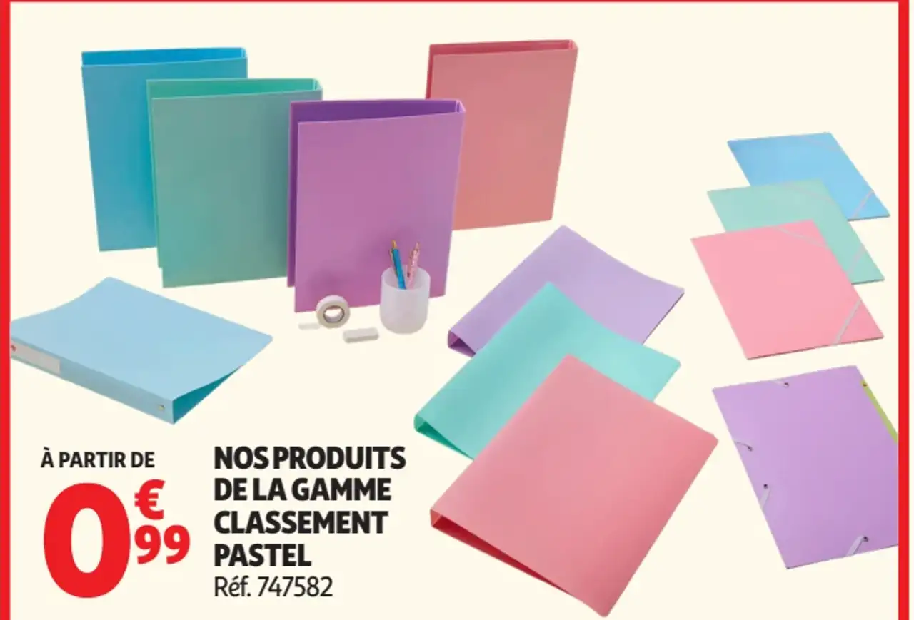 Nos produits de la gamme classement pastel