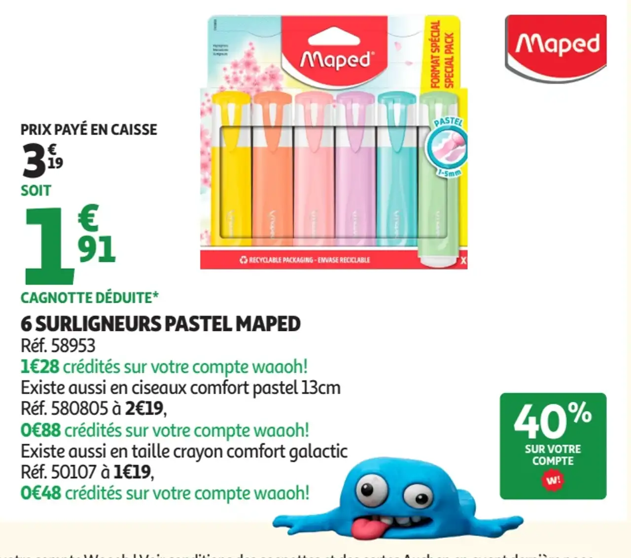 6 surligneurs pastel Maped