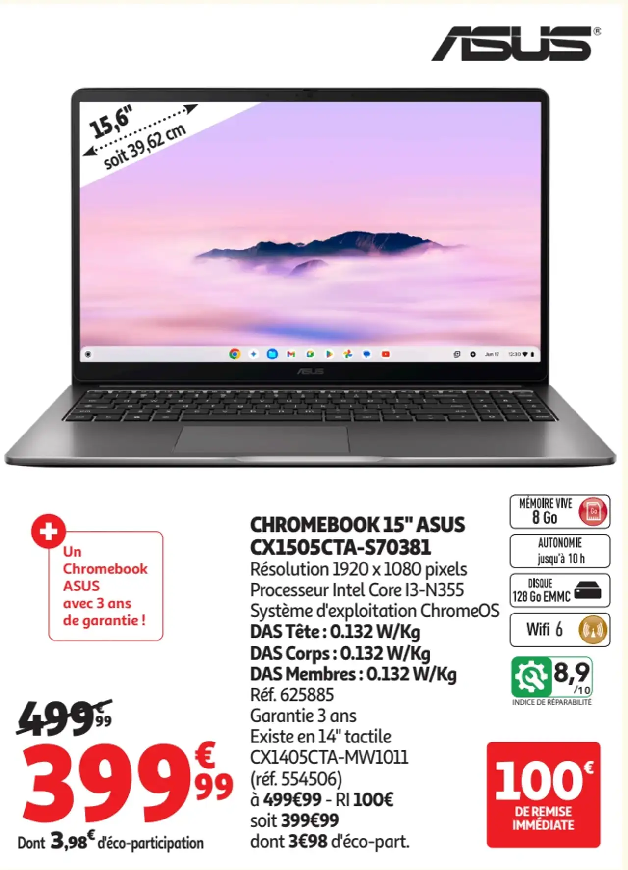 CHROMEBOOK 15" ASUS CX1505CTA-S70381