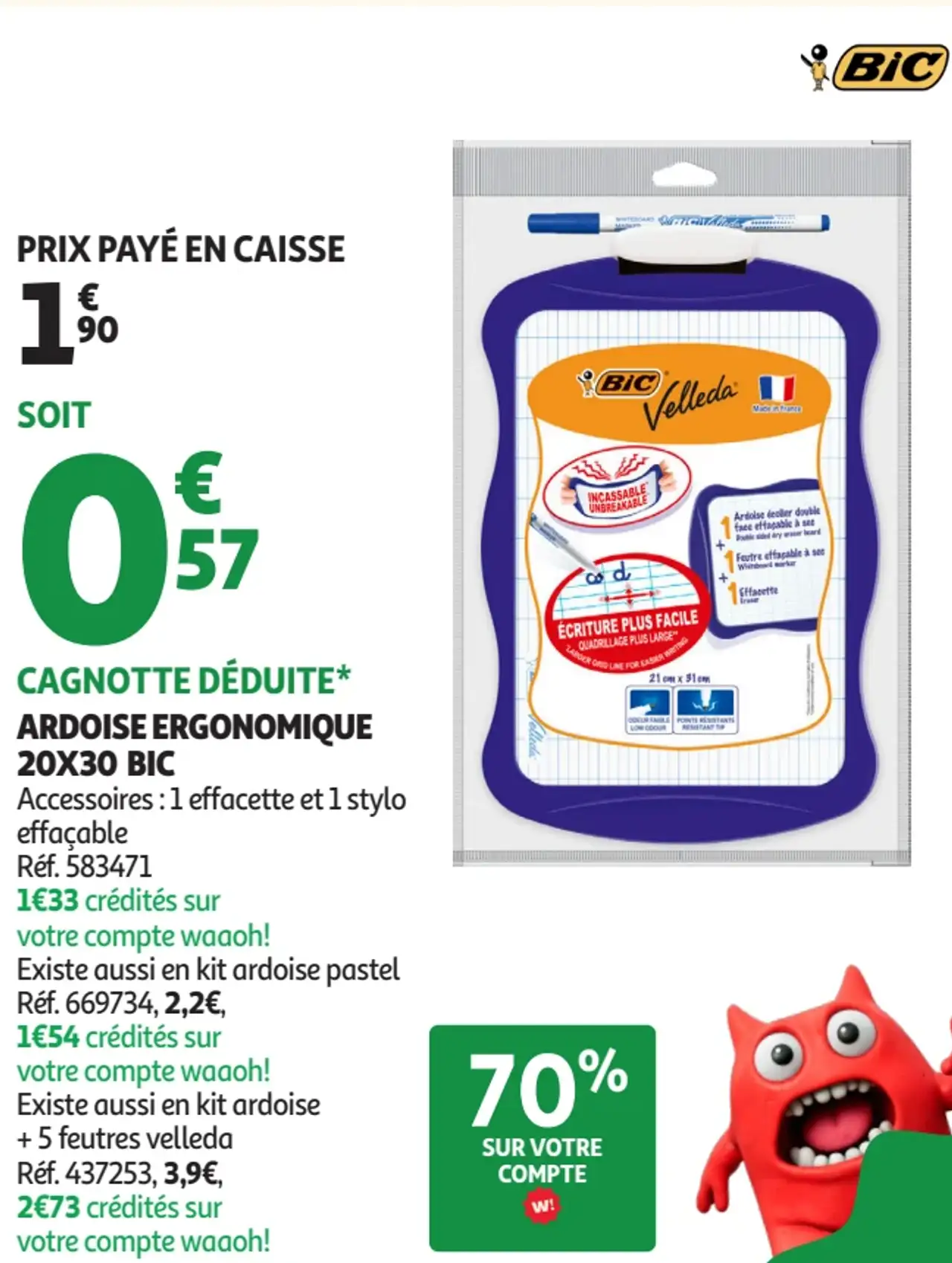 Ardoise Ergonomique 20x30 BIC