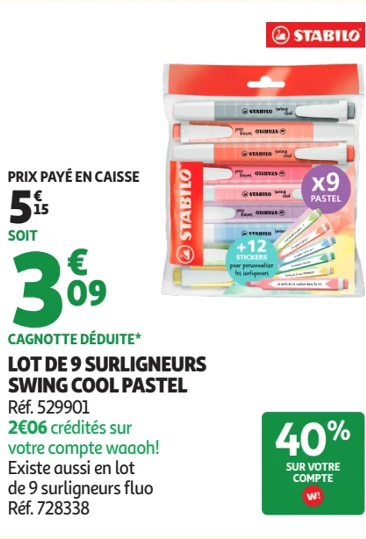 Lot de 9 surligneurs Swing Cool Pastel Stabilo