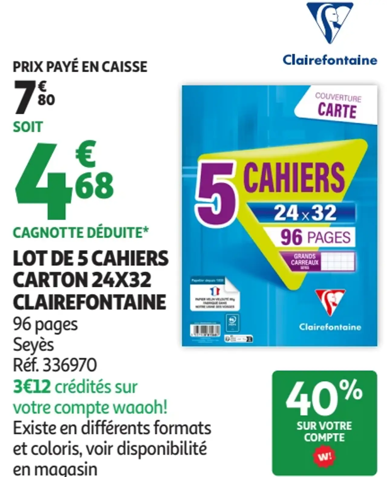 Lot de 5 cahiers carton 24x32 Clairefontaine